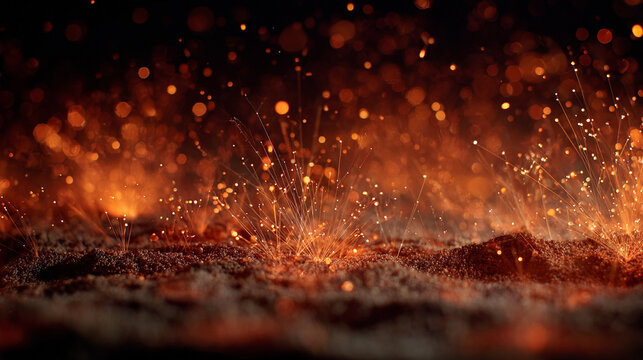 Bright orange fireworks bursting along the edge of the frame, glowing sparks and trails creating a dynamic, energetic, high-contrast celebratory atmosphere. - Powered by Adobe