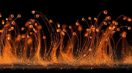 Bright orange fireworks bursting along the edge of the frame, glowing sparks and trails creating a dynamic, energetic, high-contrast celebratory atmosphere.