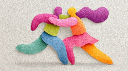 Colorful abstract dancers moving in flowing rhythmic motion