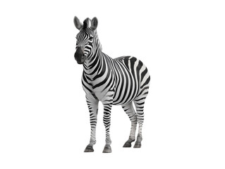 Obraz premium Zebra standing in a natural pose, showcasing striking black and white stripes in a serene environment
