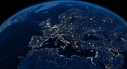 Obraz premium Europe at night lights of civilization from space illustration