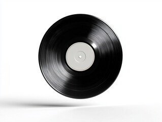 Classic vinyl record spinning in the air showcasing timeless music nostalgia and retro culture