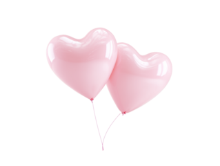 Heart-shaped pink balloons floating together for a celebration or event decoration
