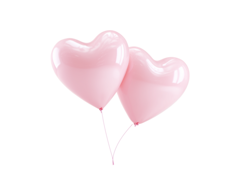 Heart-shaped pink balloons floating together for a celebration or event decoration