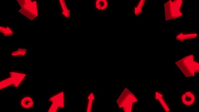 Red arrow design with glow pointing towards the wallpaper on a dark background