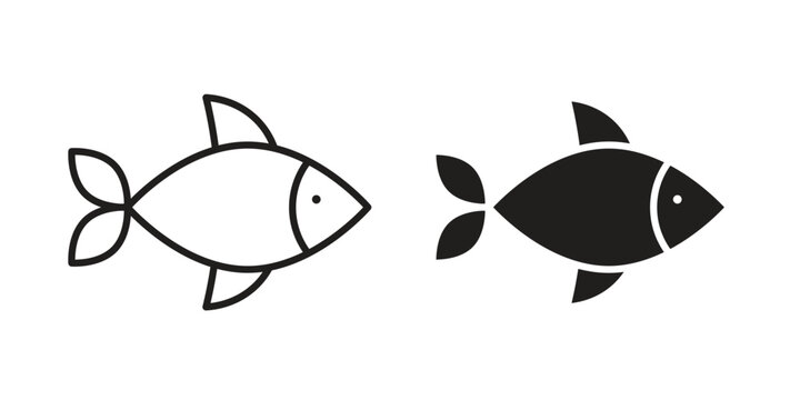 Fish icon flat and stroke collection for ui ux work.
