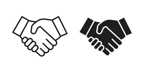 Obraz premium Handshake icon flat and stroke collection for ui ux work.