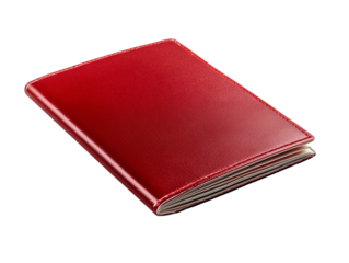 Elegant red passport holder resting on a flat surface, showcasing its smooth leather texture and sleek design for travel enthusiasts