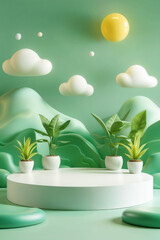 Mint Green Nature Display Podium Cute 3D Background