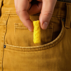 Tiny Snack in a Denim Pocket &ndash; Minimalist Food Concept