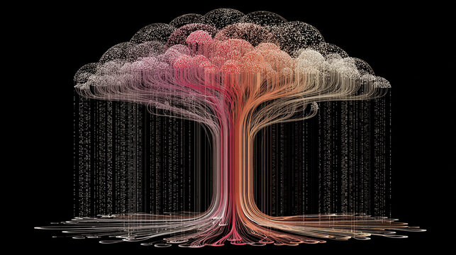 Glowing data streams flow into a digital brain on a dark background symbolizing artificial intelligence learning connectivity knowledge transfer and the fusion of human thought with technology
