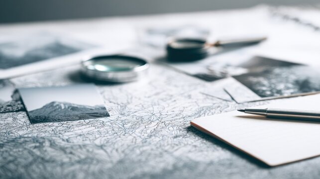 Exploring adventure and travel planning with maps and photos for inspirational travel journals