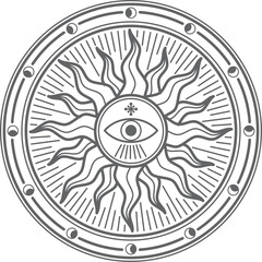 A sun with an eye in the center of it