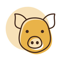 Cute Pig Head Minimal Flat Line Icon