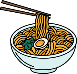 Traditional Japanese Noodle Dish Vector