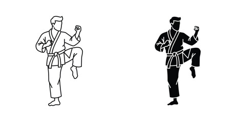 Karate fighter icon graphic design. Vector icon illustrations