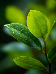 Vibrant Green Foliage with Numerous Small Water Droplets