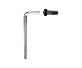 Close-up of an Allen key tightening a hex screw in a metal surface. Ideal for tools, repair, engineering, assembly, mechanical work and hardware themes.