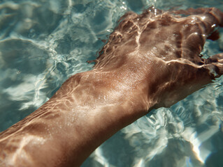 Hand Submerged in Sparkling Water