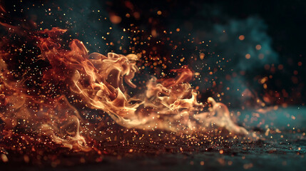 Slow motion flames rise against a dark background showing flowing fire glowing embers and heat energy creating a dramatic scene of power motion and transformation
