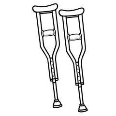 Line drawing Medical crutches illustration icon for walking aid support