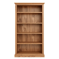 Wooden Bookshelf With Five Shelves in a Simple, Natural Design for Home or Office Organization