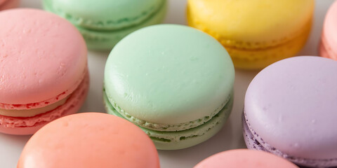 Obraz premium Inviting Pastel Macarons Close-Up with Soft Lighting