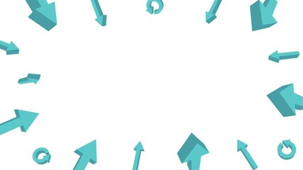 Animated design of light blue arrows pointing towards the center of the white screen