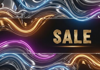 Gold SALE with Colorful Liquid Waves