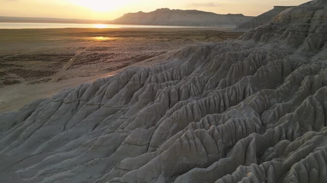 Mangystau. View of the cliffs of the Ustyurt plateau in Western Kazakhstan.