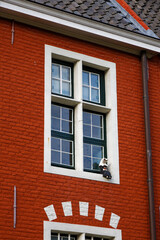 windows on a brick wall