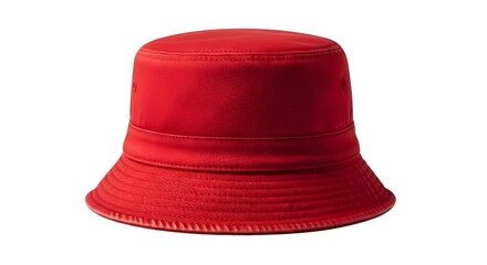 Vibrant Red Fabric Bucket Hat with Wide Brim