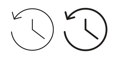 History icon in line design and solid black and white colors for designs