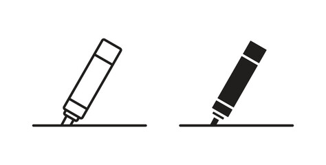 Highlighter icon in line design and solid black and white colors for designs