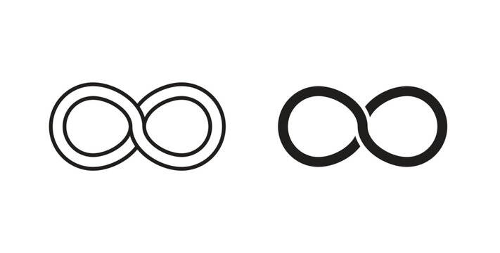 Infinite icon in line design and solid black and white colors for designs