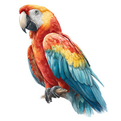 Watercolor painting of Macaw, detailed and artistic vector illustration on a white background.