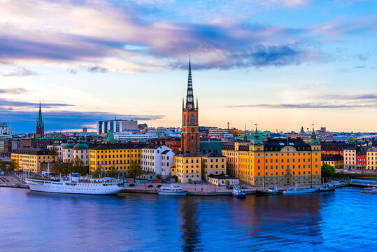 Stockholm, Sweden: Sunset view over Gamla Stan from Monteliusvagen, Scandinavia