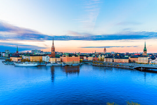 Stockholm, Sweden: Sunset view over Gamla Stan from Monteliusvagen, Scandinavia