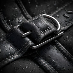 Extreme close-up of a black textured material, likely a watch or accessory strap, showing fine detail, stitching, and synthetic texture. Abstract background for design use