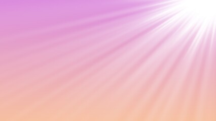 Fototapeta premium Abstract background with pink and orange gradient and bright light rays in the upper right corner