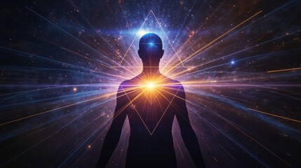 A meditating silhouette shows its soul.