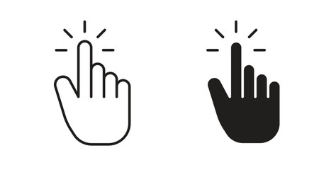 Hand click icon simple vectors in black, suitable for projects