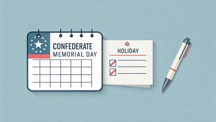 A calendar displaying Confederate Memorial Day and a checklist