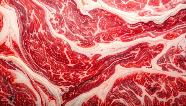 Extreme close up of raw marbled beef meat texture background.