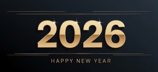 Elegant golden 2026 new year design luxurious style with dark background perfect for festive greetings and celebrations