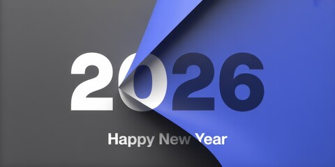 2026 happy new year celebration greeting card and social media post or banner vector design template in page peel style
