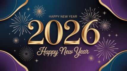 Happy new year 2026 greeting with fireworks, 2026 new year celebration
