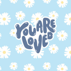 Pastel Daisy Seamless Pattern with Motivational Text
