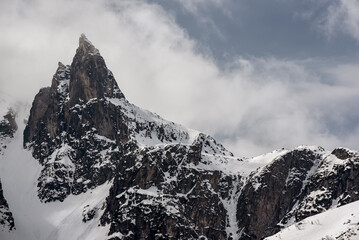 Mountain peaks near Morskie Oko Lake in Poland at Winter. Tatras range