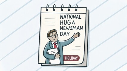 A happy newsman on National Hug a Newsman Day celebrating